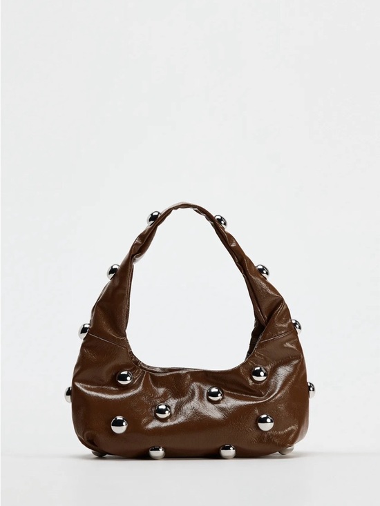 Handbags - Zara Embellished shoulder bag brown